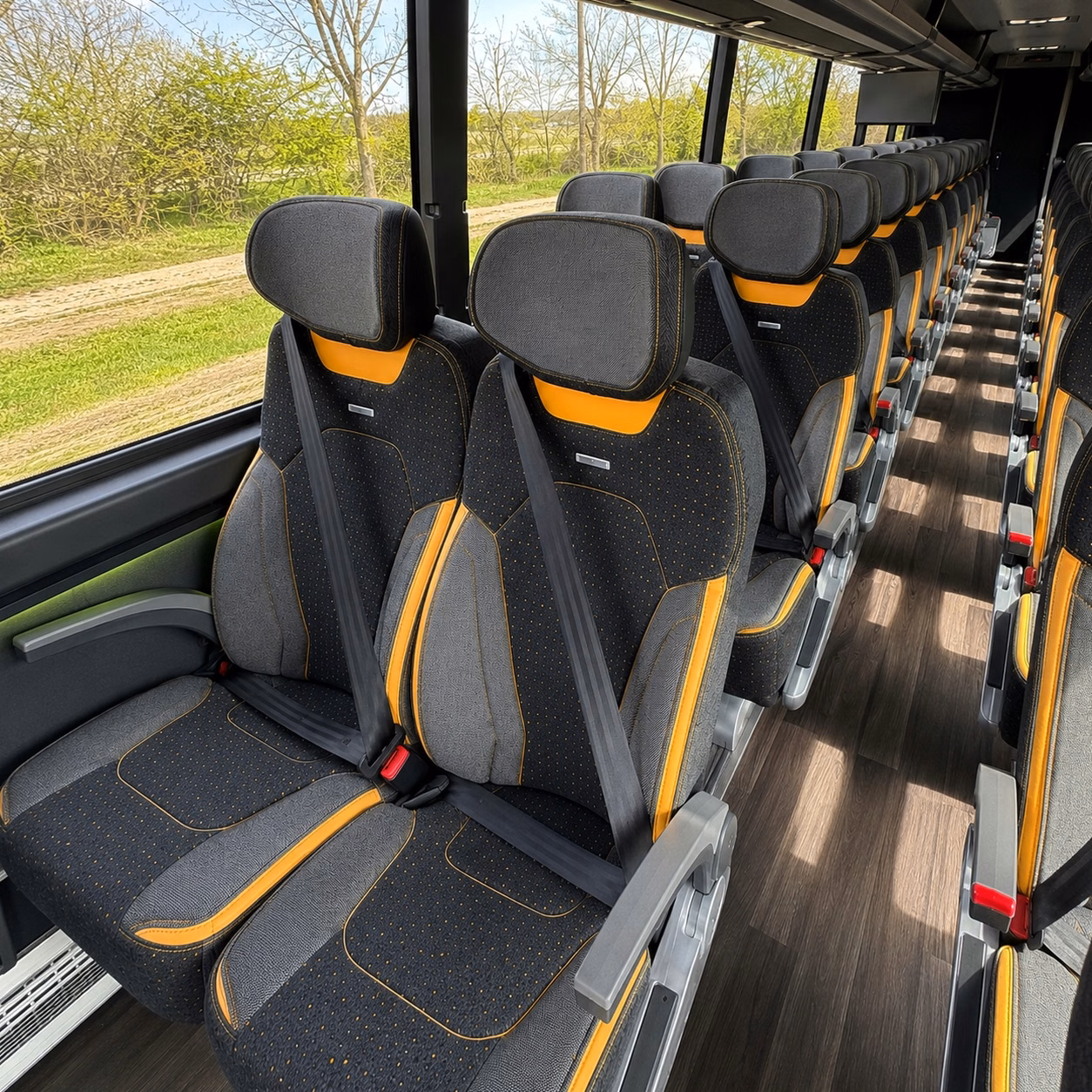 56 passenger charter bus inside